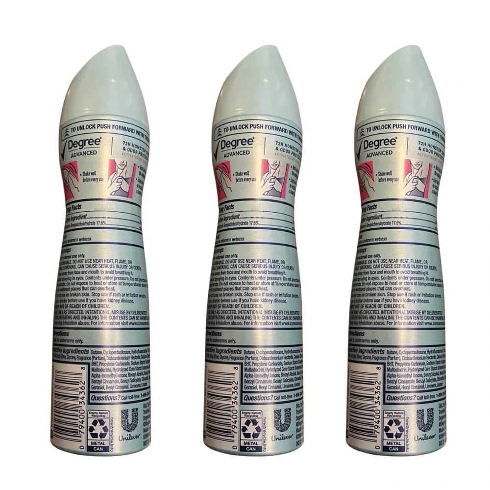 Degree‎ Advanced Sheer Powder Dry Spray 72H Antiperspirant Deodorant Lot of 3